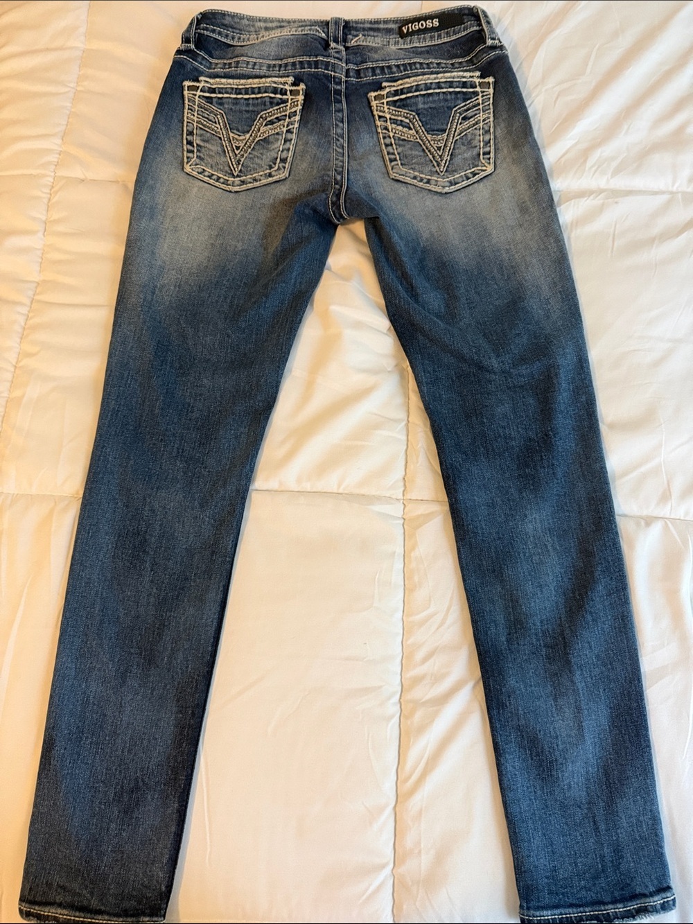 Vigoss Women's Washed Blue Skinny Stretch Jeans - Picture 5 of 9